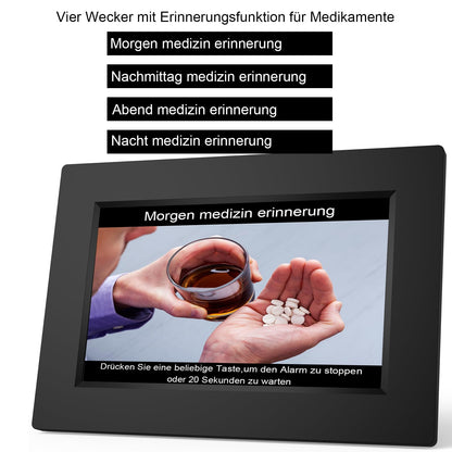 SINOIDEAS Digital Alarm Clock, Digital Calendar, Dementia Clock for Seniors with Customized Reminders (Black, 8 inch)