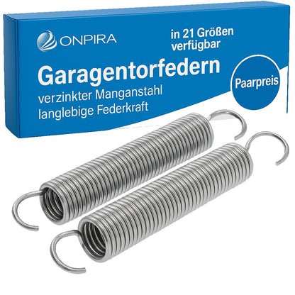 Onpira® 2x Universal Garage Door Spring in 21 sizes galvanized in original equipment manufacturer quality! Choose from garage door springs garage tension spring (600x50x7mm / tension: 181kg)