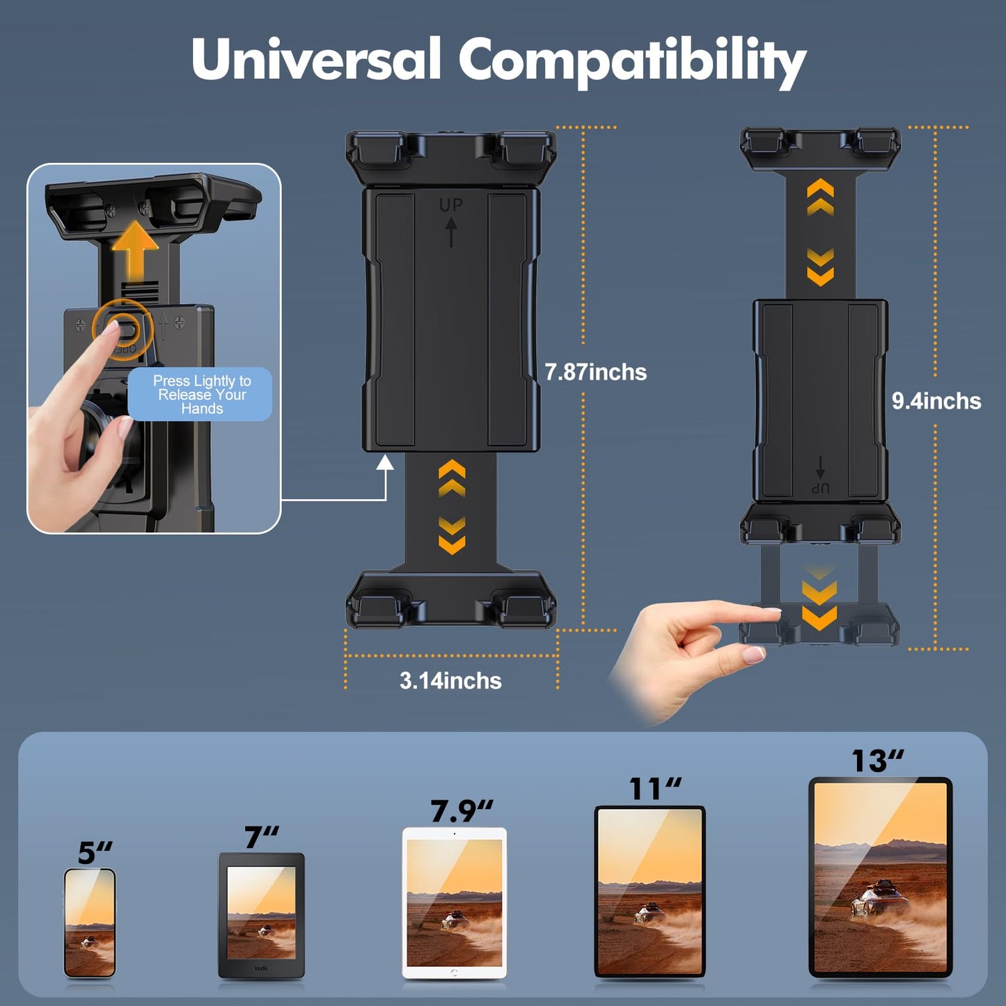 OHLPRO Tablet Holder for Car Dashboard & Windshield,360° Rotating iPad Car Mount, Strong Suction Cup Tablet Holder compatible with 5-13" Phones, iPads, and more.