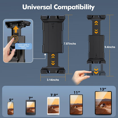 OHLPRO Tablet Holder for Car Dashboard & Windshield,360° Rotating iPad Car Mount, Strong Suction Cup Tablet Holder compatible with 5-13" Phones, iPads, and more.