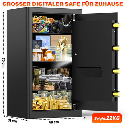90L Large Fireproof Safe with Fireproof Document Bag, Digital Home Safe with Removable Shelf, Furniture Safe for Documents, Gold, Jewelry, Valuables