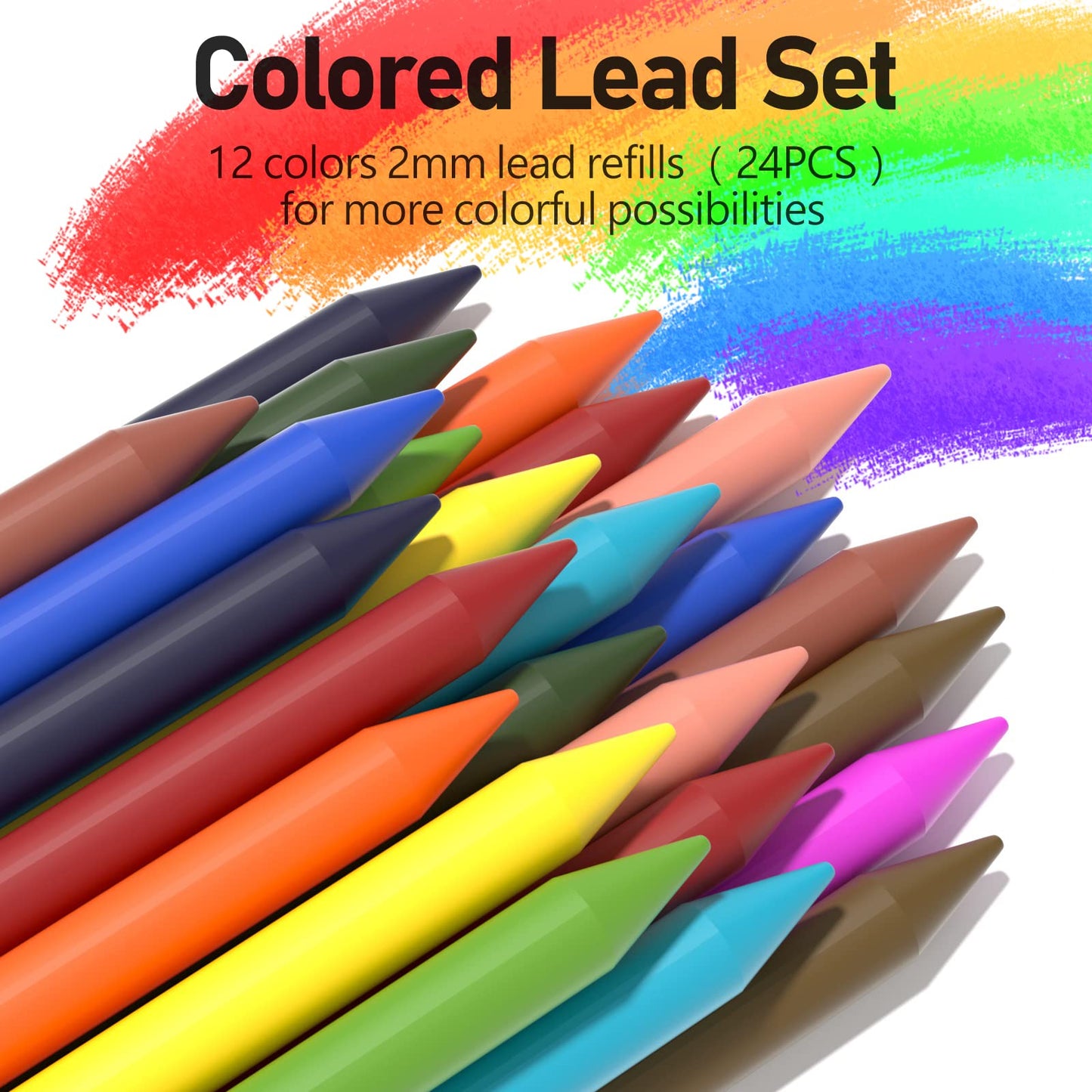 Four Candies 25-piece Art Mechanical Pencil Set with Case, Metal Mechanical Pencils 0.5, 0.7, 0.9 mm 2 mm Clutch Pencil (HB 2H 2B 4B Color) with 432 Graphite Lead Refills for Drawing