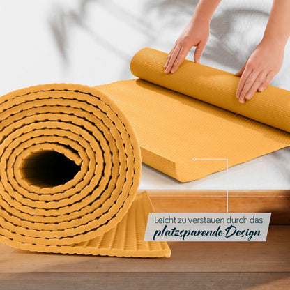 DoYourYoga Fitness Mat Yoga Mat "Kirana" made of ECO-PVC - 183 x 61 x 0.4 cm - non-slip & durable - Exercise Mat Yoga Mat Pilates Workout - Curry