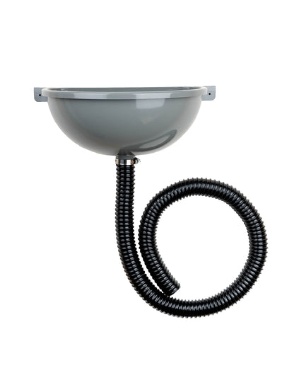 Drain sink Agande plastic simple, with hose and hose clamp for camping garden cellar construction site toilet, made in Europe.