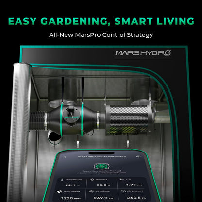 MARS HYDRO 4 Inch Smart Inline Fan Kit, with variable speed controller, ventilation system for grow tent, hydroponics.