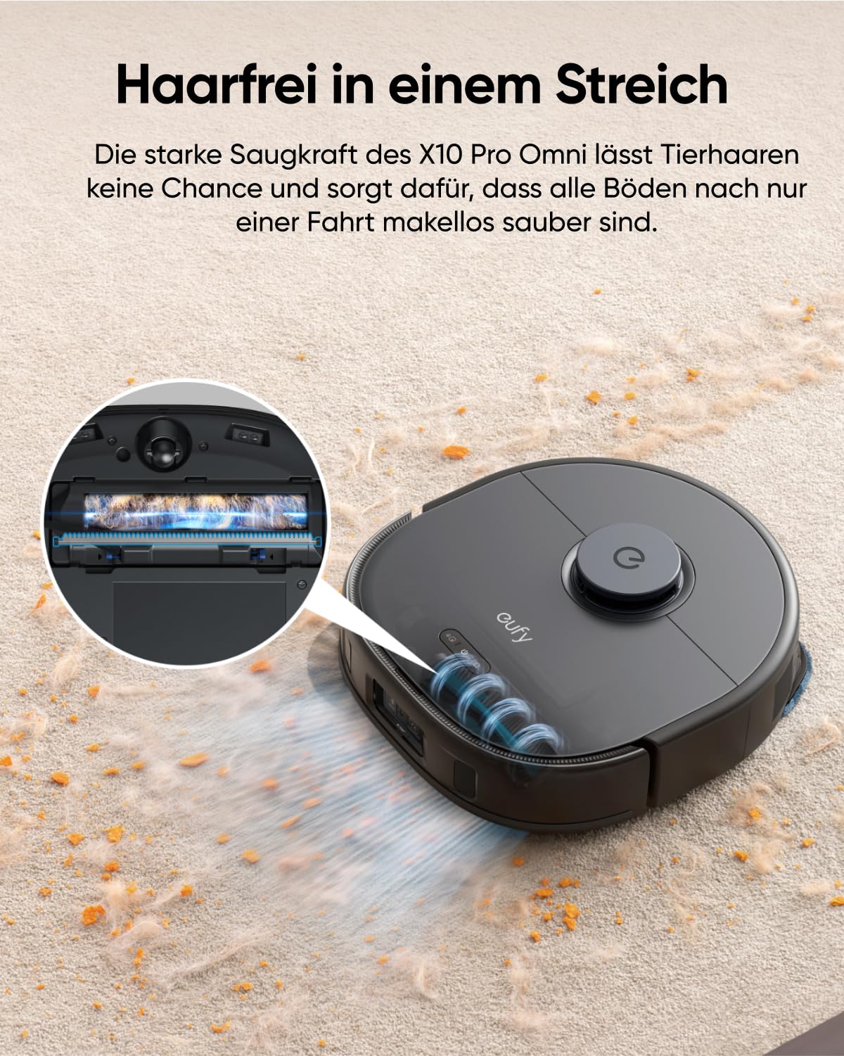 eufy X10 Pro Omni Robot Vacuum with Mop & Dustbin, 8,000Pa suction power, Auto-Dust Collection/Refilling, 2× Auto-Lift-Mop with Auto-Wash/Dry, Active obstacle avoidance, Child lock