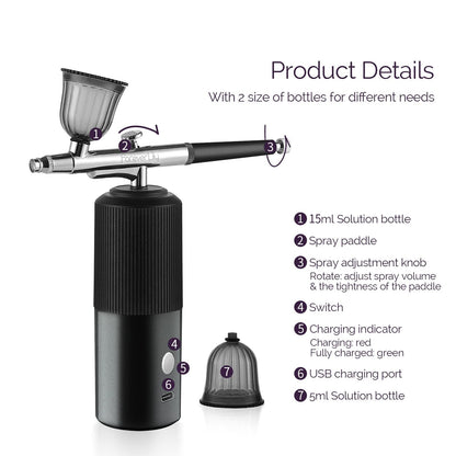 IeBilif Wireless Airbrush Set with Compressor, Portable Air Brush Compressor Set, Rechargeable Airbrush for Nails, Model Painting, Cakes, Makeup (Purple)