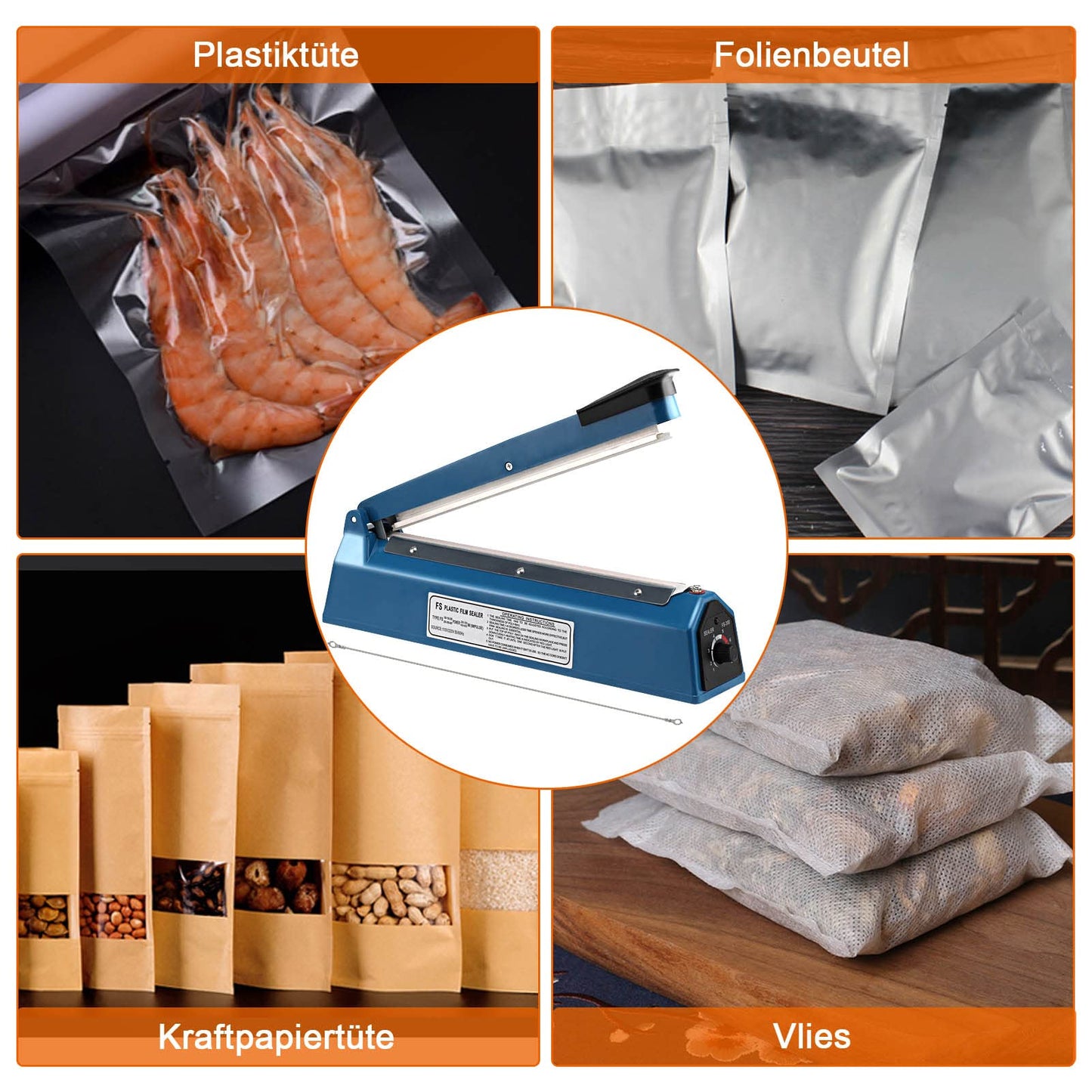 BALLSHOP Heat Sealer 300mm Impulse Sealing Machine Hand Pressure End Packing Machine Film Sealer Bar Sealer Film Welder for Thermoplastic Plastic Films