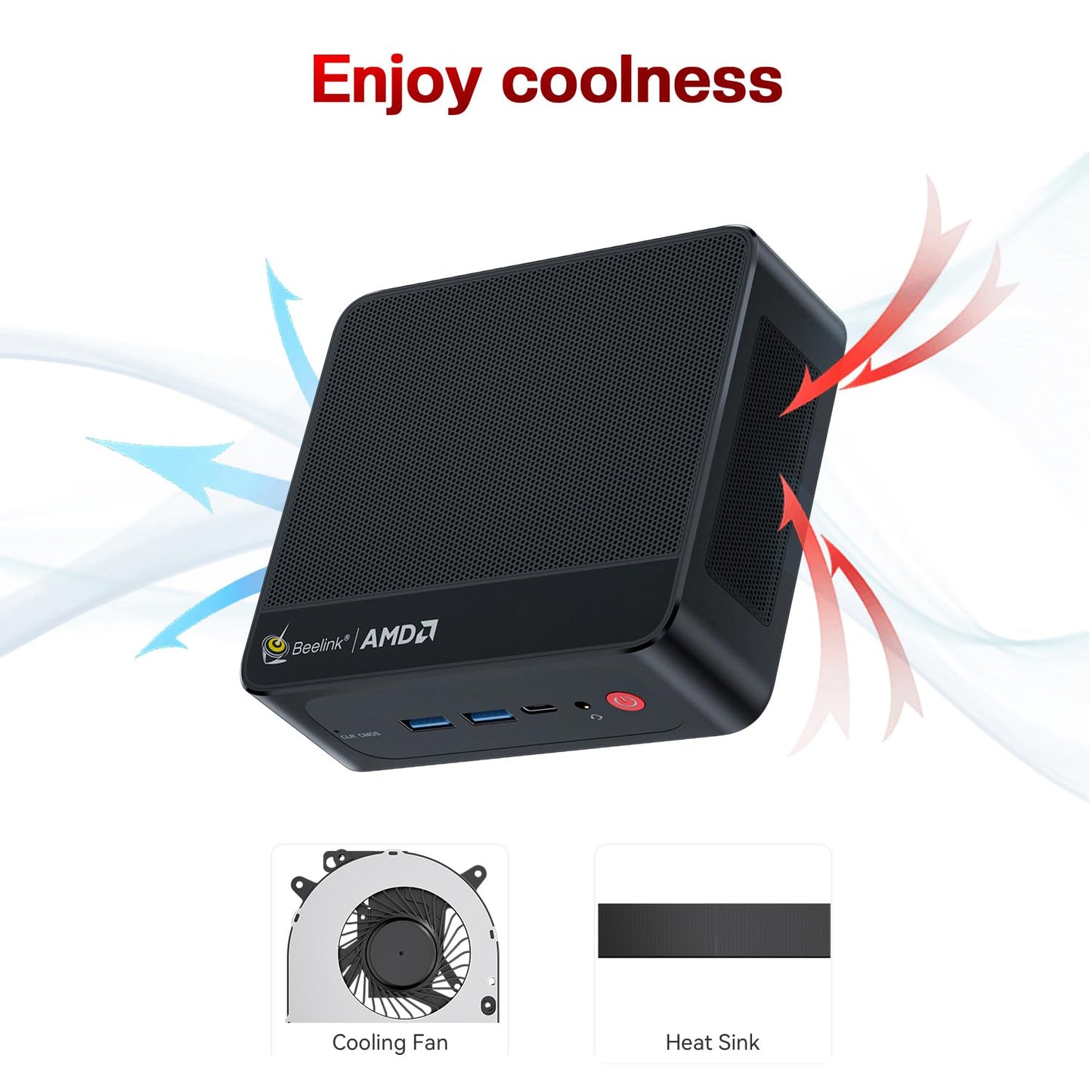 Beelink AMD Mini PC Ryzen 7 5825U (8C/16T, up to 4.5GHz), SER5 Pro Mini Computer with Windows 11 Pro, 32GB DDR4 RAM/500GB M.2 PCIe 3.0 SSD, 4K Triple Displays, DP, HDMI, Type-C, WiFi 6, BT 5.2, 2.5G LAN.