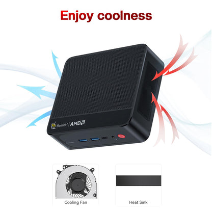 Beelink AMD Mini PC Ryzen 7 5825U (8C/16T, up to 4.5GHz), SER5 Pro Mini Computer with Windows 11 Pro, 32GB DDR4 RAM/500GB M.2 PCIe 3.0 SSD, 4K Triple Displays, DP, HDMI, Type-C, WiFi 6, BT 5.2, 2.5G LAN.