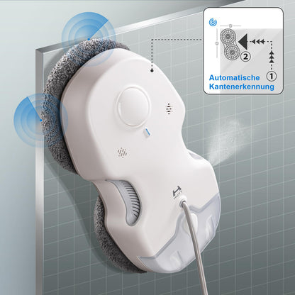 HUTT C65 window cleaning robot with spray function, Electric window cleaner remote control with 80ML tank, Window cleaner robot automatic, for indoor and outdoor windows, 10x cloths, case