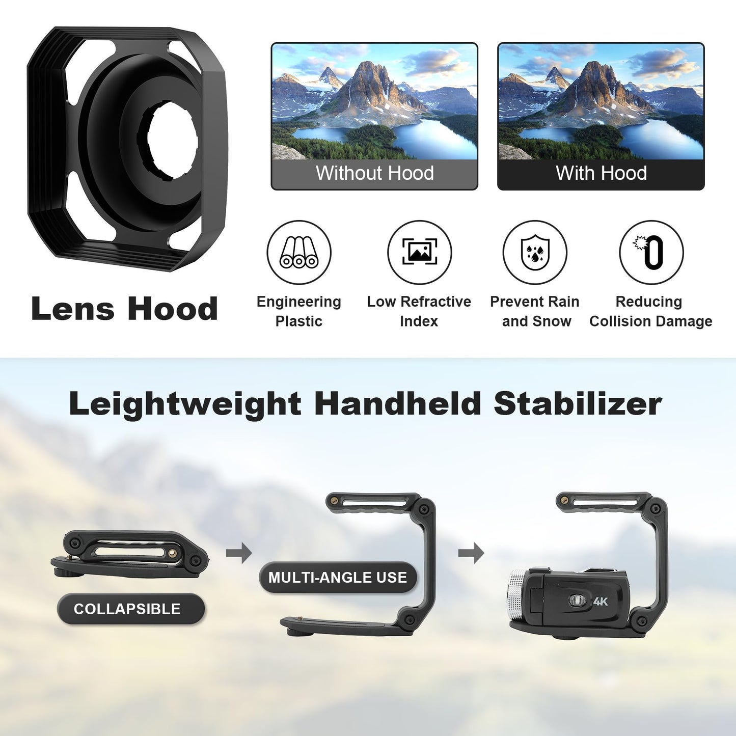 Hojocojo 4K Camcorder 48MP 60FPS, 18X Digital Zoom Webcam Video Camera Vlogging Camera for YouTube with Hand Stabilizer, Lens Hood, Remote Control, 2 Batteries, 32GB SD Card