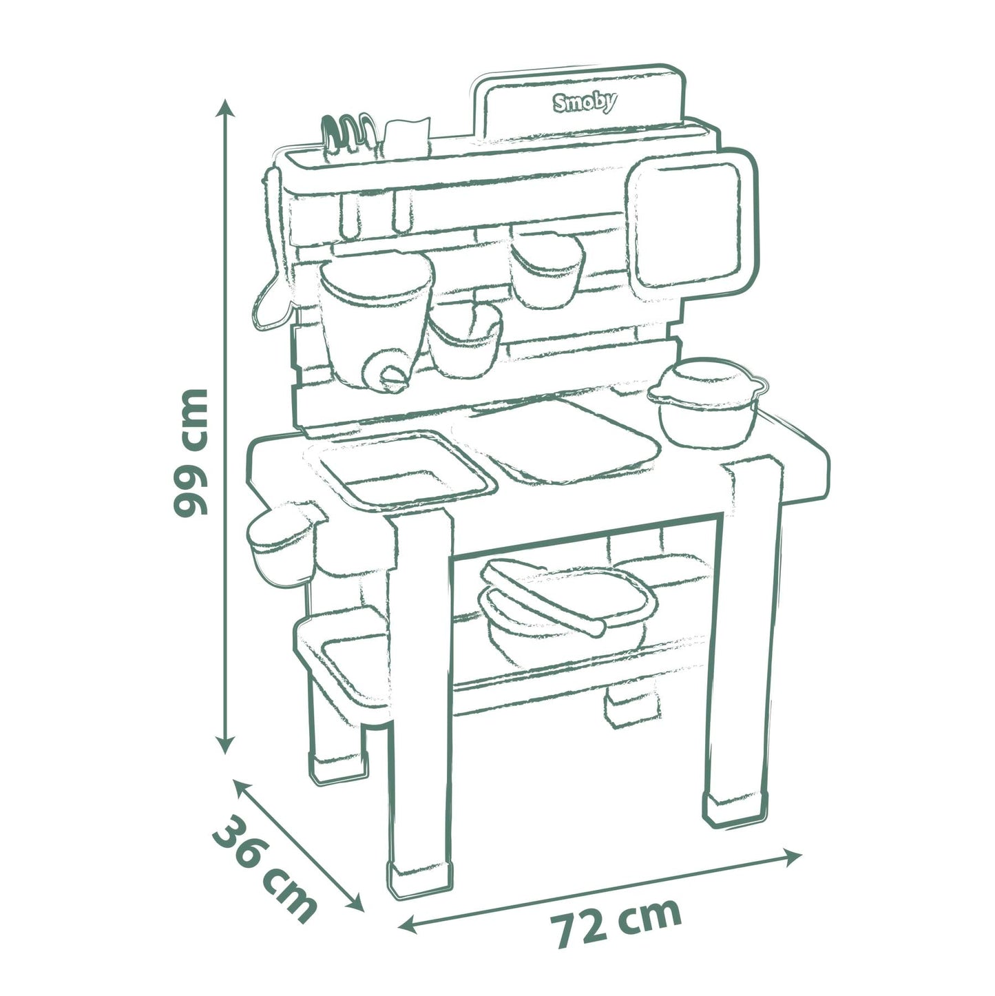 Smoby Life - Mud Kitchen for Kids - Outdoor play kitchen with accessories - 90% recycled materials, UV resistant - Ages 3+
