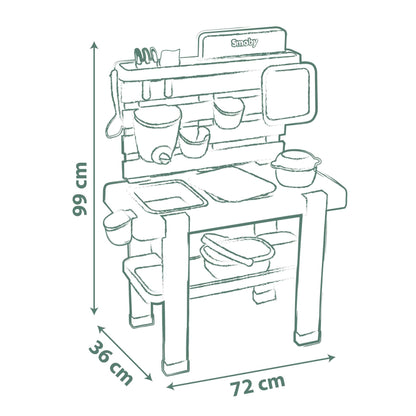 Smoby Life - Mud Kitchen for Kids - Outdoor play kitchen with accessories - 90% recycled materials, UV resistant - Ages 3+