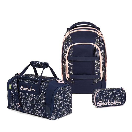 Satch Pack school backpack set 3 pieces with gym bag and pencil case (Bloomy Breeze)