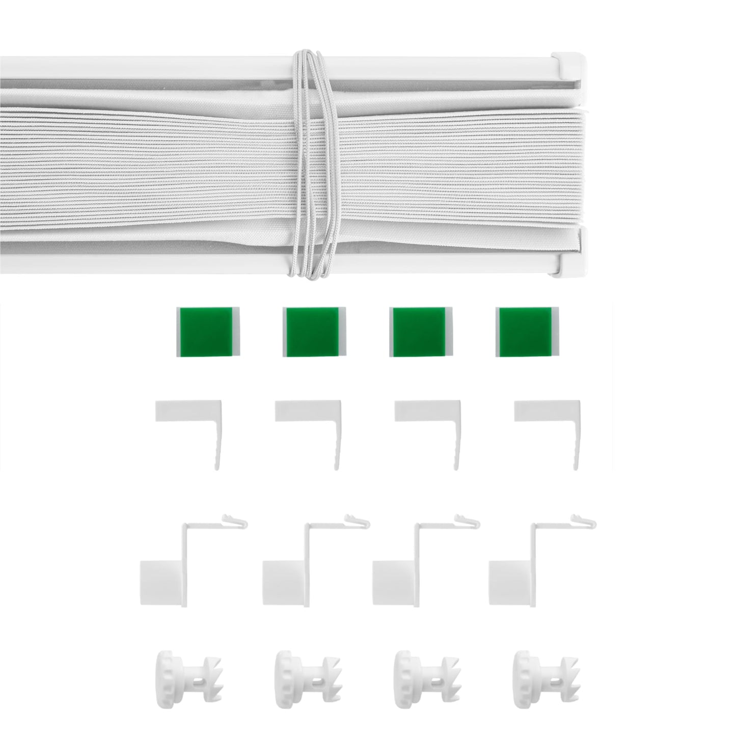 Pleated blind without drilling 35 cm x 200 cm - White - Pleated blind with clamp, roller blinds for windows without drilling, window blinds for indoors, sheer blind, window pleats.