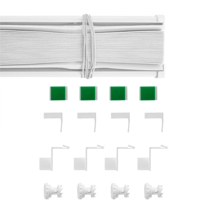 Pleated blind without drilling 35 cm x 200 cm - White - Pleated blind with clamp, roller blinds for windows without drilling, window blinds for indoors, sheer blind, window pleats.