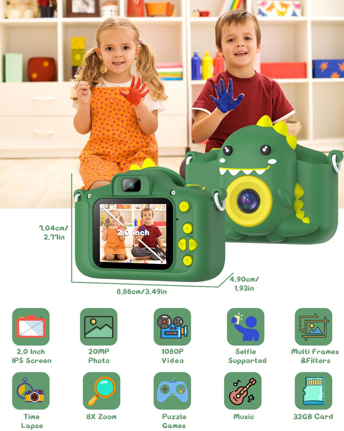 Children's camera, Gofunly Kids Camera 1080P 2.0-inch Screen Camera for Kids with 32GB card Selfie Digital Camera for 3-12 years old boys and girls Christmas Toy