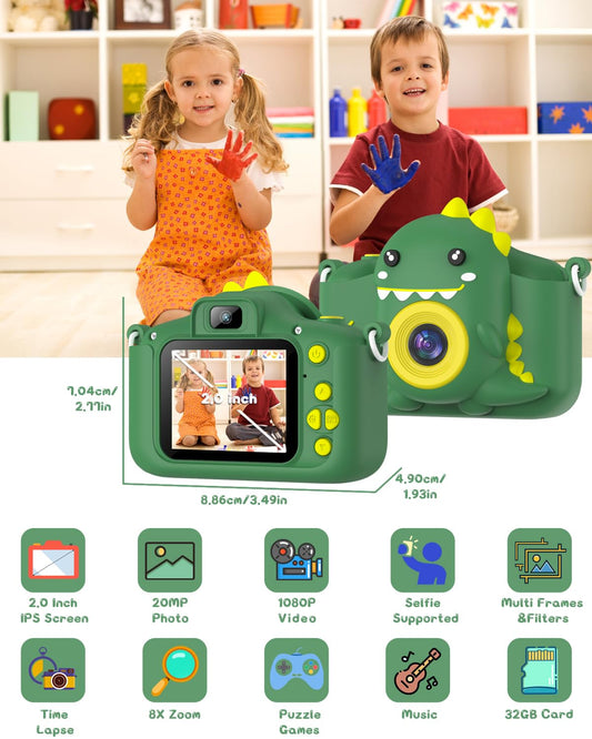 Children's camera, Gofunly Kids Camera 1080P 2.0-inch Screen Camera for Kids with 32GB card Selfie Digital Camera for 3-12 years old boys and girls Christmas Toy