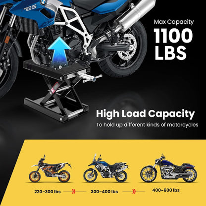 VIVOHOME Motorcycle Lift Scissor Jack Steel Wide Deck Hoist Crank Center Stand 500KG Capacity for Motorcycles ATVs Dirt Bikes