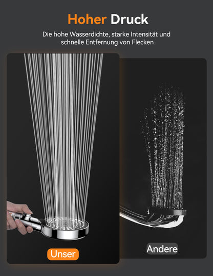 VOXON Shower Head with Hose 1.5M, Water Saving Shower Head with Filter and 6 Spray Modes & Stop Function, Handheld Shower Head with Hose Pressure Boosting with 3-Layer Filtration and Extra Stones