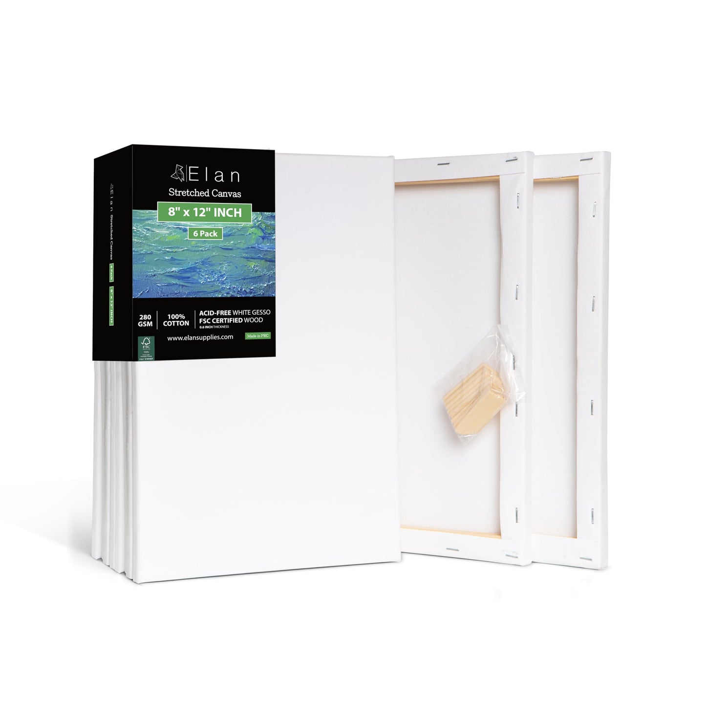 Momentum Stretched Canvases, 20.3 x 30.5 cm, 6 Pack Canvases for Painting, Painting, Canvas Bulk Pack, stretched canvas for adults, blank canvas for painting, painting, canvas, art canvas