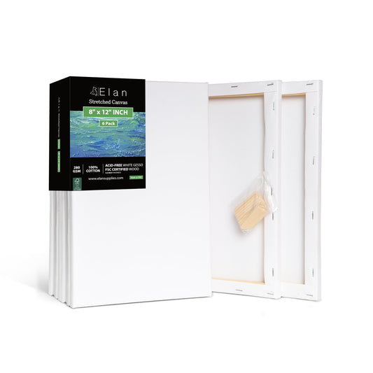 Momentum Stretched Canvases, 20.3 x 30.5 cm, 6 Pack Canvases for Painting, Painting, Canvas Bulk Pack, stretched canvas for adults, blank canvas for painting, painting, canvas, art canvas