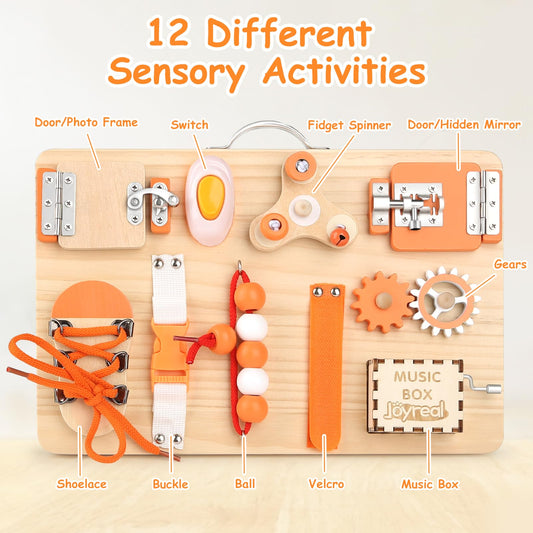 Joyreal Motor Skills Board Activity Board Montessori Toy Busy Board Montessori Board Motor Skills Toy Sensory Toy