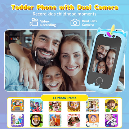 Ashfly 2.4" Unicorn Kids Camera, 1080P HD Dual Camera Children's Toy, Recordable Video, Kids Smartphone Toy with SD Card, Pretend Smartphone for 3-10 Year Old Girls and Boys.