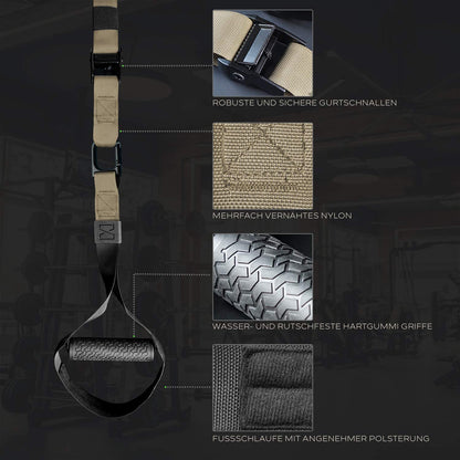 Infinitsports - Elite suspension trainer set with 3 anchoring solutions (including door anchor), premium sling trainer/suspension trainer for home and on the go.