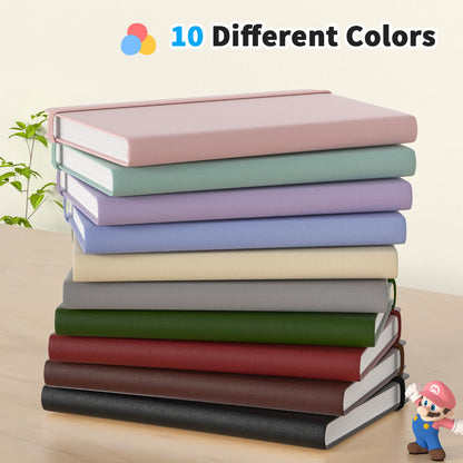 3 pieces of A5 notebook, smaller notepad with 80gsm thick paper, 180 pages leather journal for women men traveling working school writing - Beige, Olive Green, Red