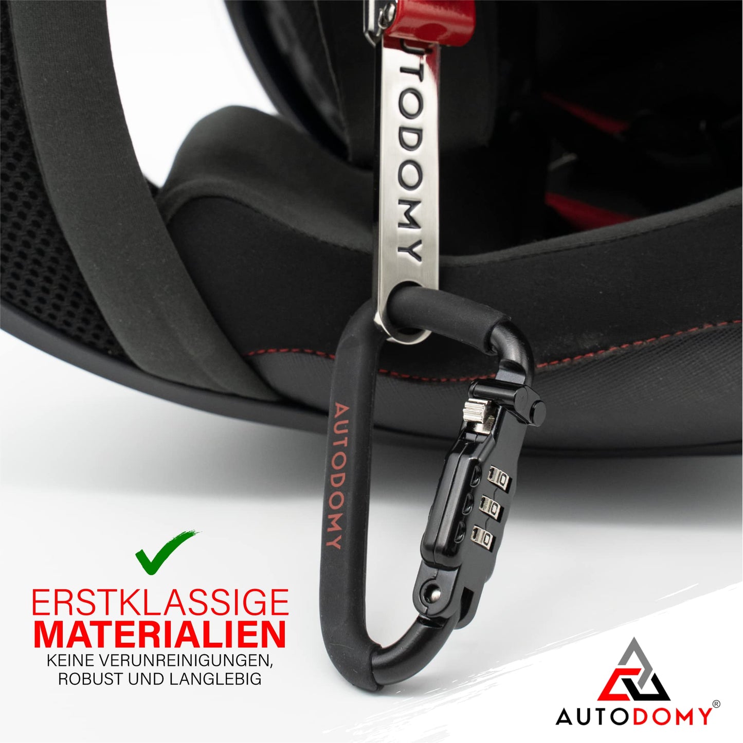 Autodomy Helmet Lock Motorcycle 150 cm Cable | Lock for Motorcycle Helmet with Combination Code | Motorcycle Helmet Lock with Security Code + Flexible Steel Cable + T Adapter