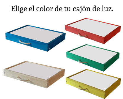 R-CRE@ - Montessori Light Table RGB 64x48x7 cm with activity booklet | LED with remote control | Certified (AIJU + Univ. Murcia) | Sensory learning table | Play & Learn
