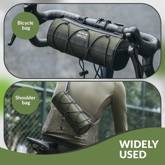 ROCKBROS bike handlebar bag, Multifunctional bike bag handlebar storage bag with shoulder strap for MTB, road bike approx. 2L.