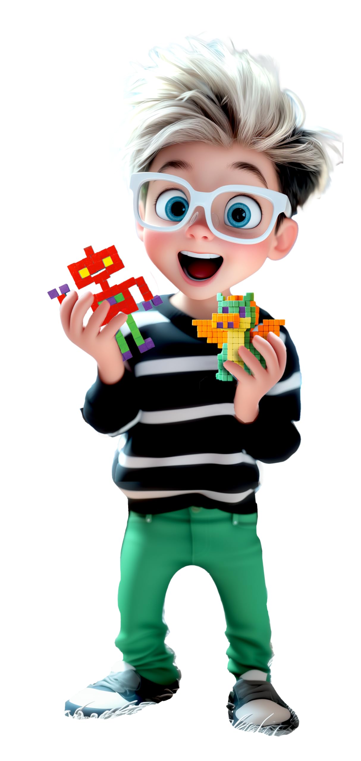 Fidl Bitz - Deluxe Set: Game set with approximately 640 colorful foam cubes for building and constructing, stick without sticking, float in water, blue/green/yellow/orange/purple/red (21102)