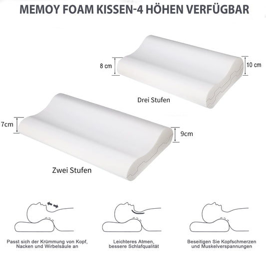 LAMB height-adjustable memory foam pillow, neck pillow neck support pillow ergonomic pillow anti-snoring pillow with removable cover.