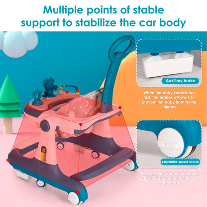 Baby walker, 3-in-1 walker from sitting to standing, multiple removable modes, entertainment-learning baby activity table for babies, boys, and girls.