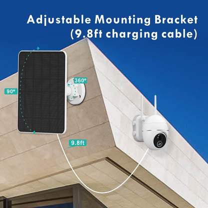 Solar panel for outdoor surveillance camera battery, 6W USB solar module compatible with DC 5V rechargeable battery security camera, camera solar module with adjustable wall mount.