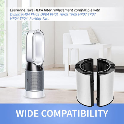 2-in-1 HEPA + Carbon replacement filter compatible with Dyson HP04 TP04 DP04 PH04 HP09 TP09 HP07 TP07 PH03 PH01, H13 grade True HEPA replacement filter.