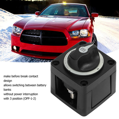 Aramox Battery Switch, 300A Battery Selector Switch, Sturdy 3-Position Marine Battery Disconnect Switch for RV Boats