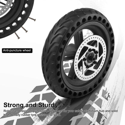 Coolty Xiaomi Scooter M365 solid tire with hub and brake disc, puncture-proof rear wheel compatible with Xiaomi Mijia M365 electric scooters.