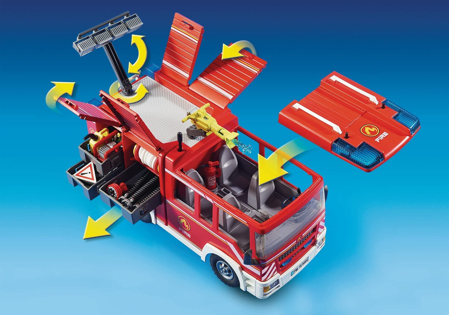 PLAYMOBIL City Action 9464 Fire Department Vehicle with Light and Sound, For Ages 5+
