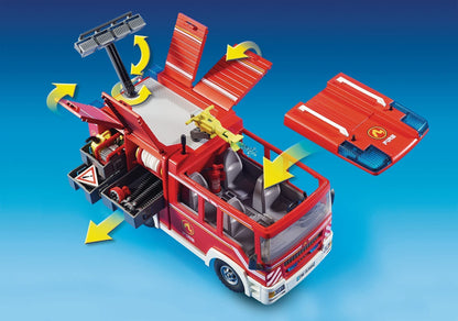 PLAYMOBIL City Action 9464 Fire Department Vehicle with Light and Sound, For Ages 5+