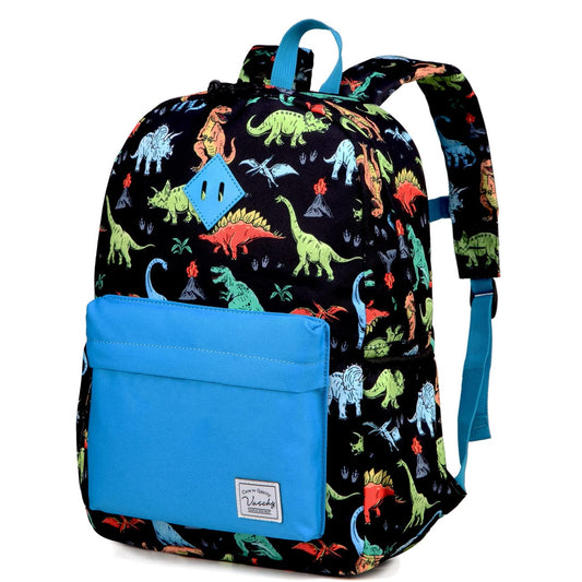 VASCHY Boys Toddler Backpack, Cute Waterproof Preschool Kids Backpack Kindergarten Toddler Schoolbag with Chest Strap Blue Dinosaur