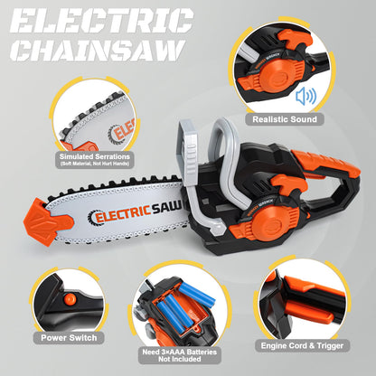 Vanplay tool box kids toy for ages 3 and up. Includes tools like chainsaw, electric drill, and circular saw. Perfect for children ages 3, 4, 5, and 6.