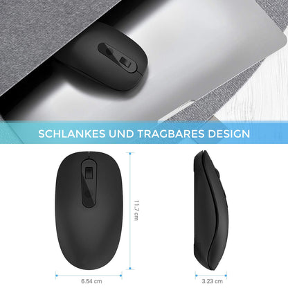 Seenda Wireless 2.4GHz Mouse [2-in-1] with USB-C Receiver - Quiet USB-C Wireless Mouse for PC, Laptop, MacBook, Tablet & Windows - 2400 DPI - Black.