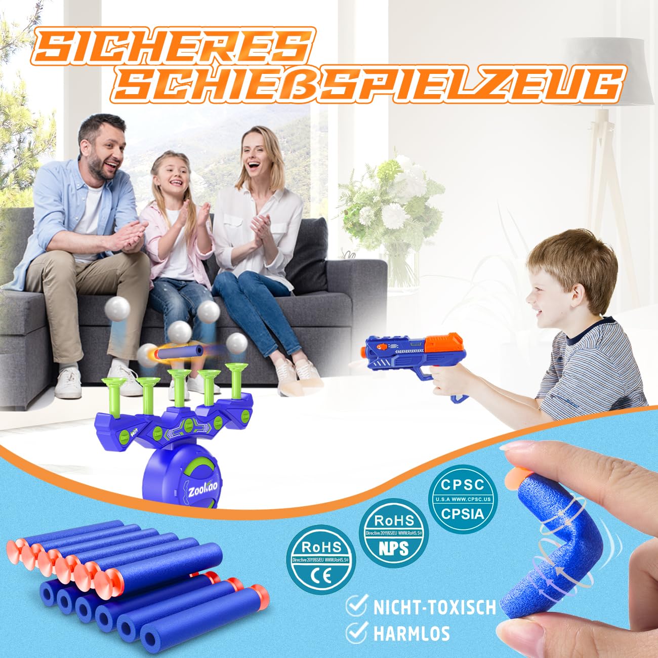 Zookao Hover Toy Gun for Nerf Gun Target, For 6 7 8 9 10 11 12 Year Old Boy Christmas Birthday Gifts - Indoor & Outdoor Games for Kids