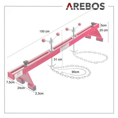 Arebos engine support 500kg [730-1480mm] fender crossbeam engine hoist motor holder motor crossbeam | Painted steel | Red
