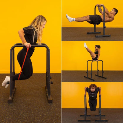 Gravity Fitness Dip Bars XL - Adjustable Parallettes for Calisthenics, Home Gym & Professional Use - 38mm handles for Dips, L-Sit, Push-Ups - sturdy bars for strength training