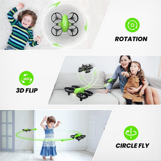 Potensic Mini Drone for Kids and Beginners with 3 Batteries, RC Quadcopter, Mini Drone with Altitude Hold Mode, One Button Take off/Landing, Headless Mode, Toy Drone Helicopter A20 Green